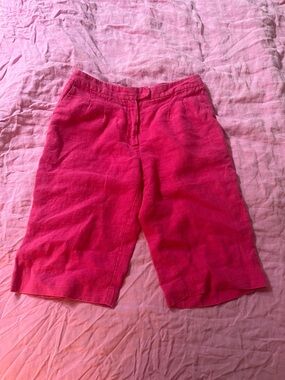 Women’s Pink Linen Bermuda Shorts